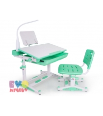 Детская парта и стульчик Mealux EVO-04 New green с лампой...